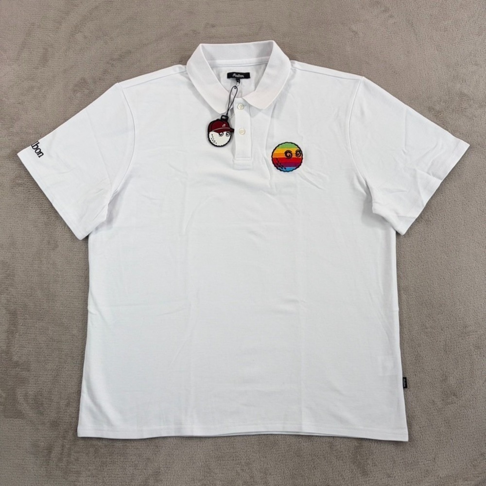 Malbon‎ x BEAMS GOLF Embroidered Logo Polo Shirt in White Men XL NWT